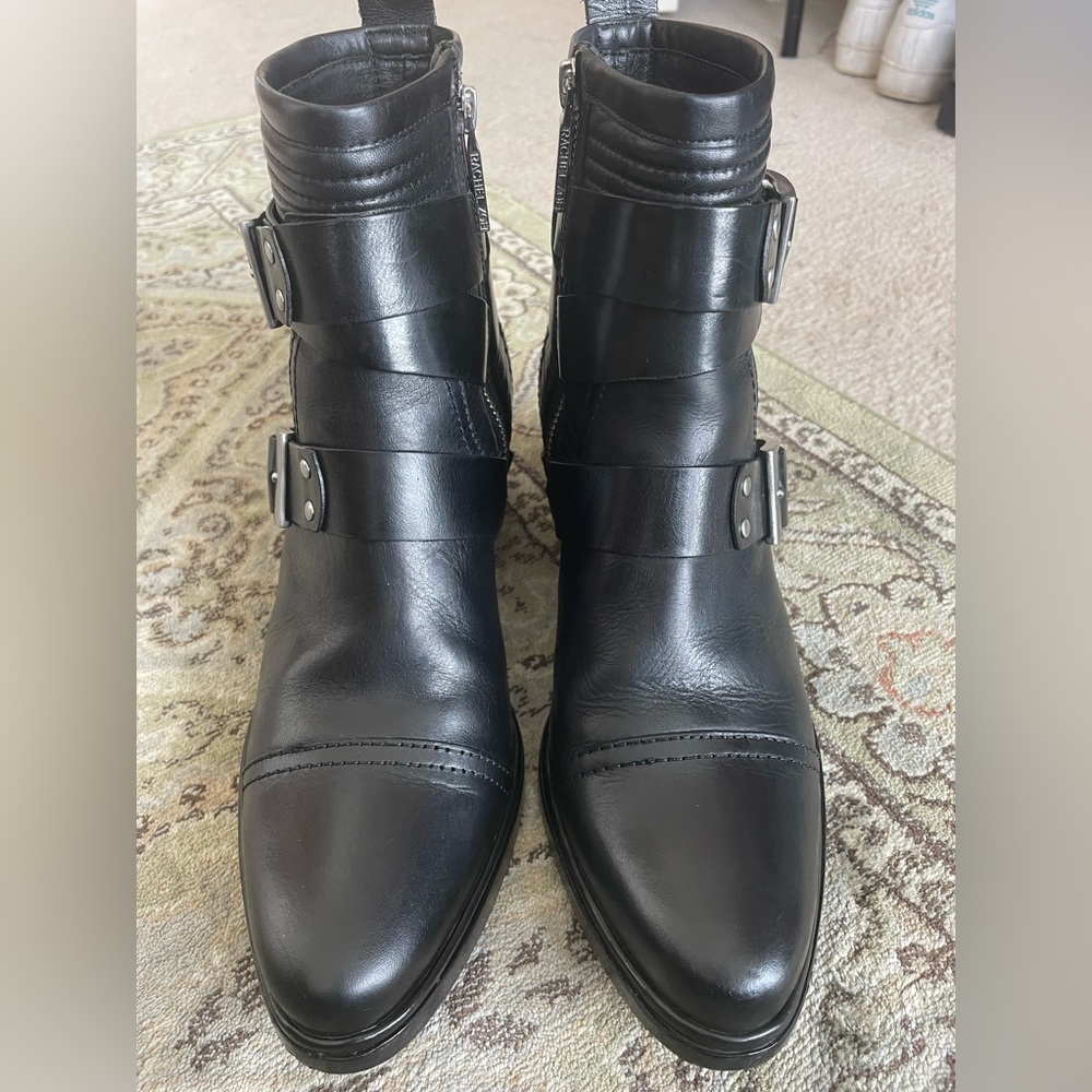 Rachel Zoe black booties. Size 8.5. Block heel with silver hardware